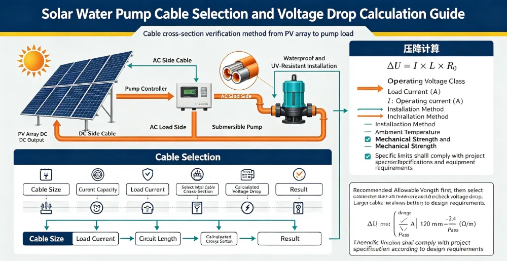 Solar Pump Cable Sizing & Voltage Drop: The Complete 2026 Guide